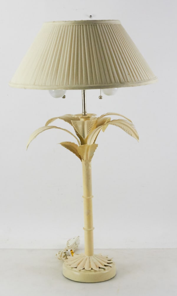 Vintage Palm Tree Painted Tin Lamp (1 of 11)
