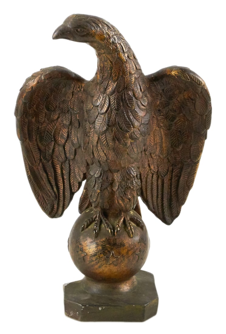 Gilt Eagle, Stone/Hard Cement: Gilt eagle, stone/hard cement, 18" x 11". Provenance: The Susie Hilfiger Collection.