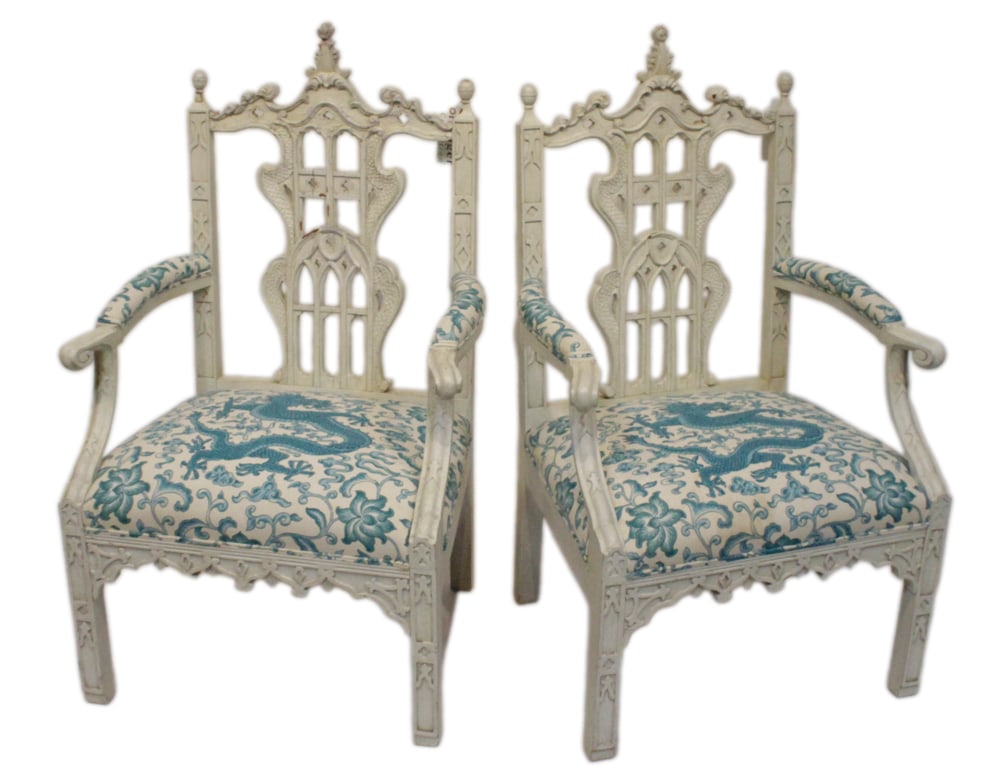 Pair of English Gothic Armchairs, The Bruce Collection (1 of 12)