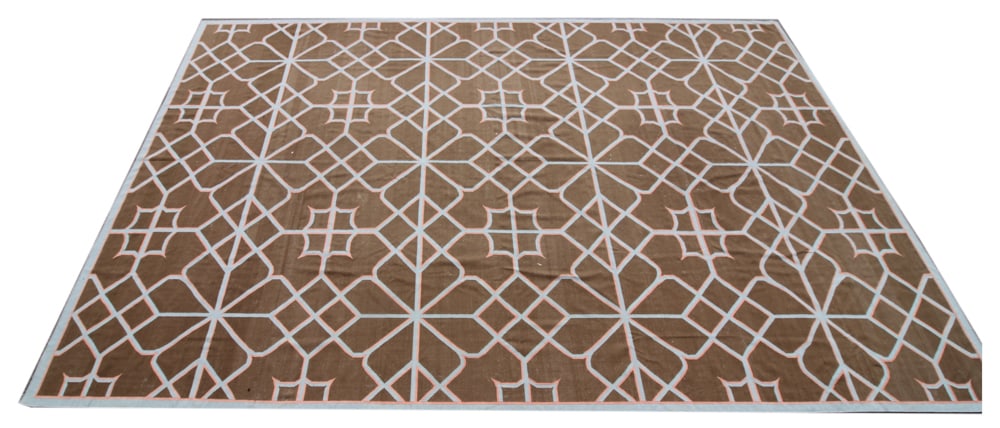 Large Dhurrie Geometric Pattern Rug (1 of 7)