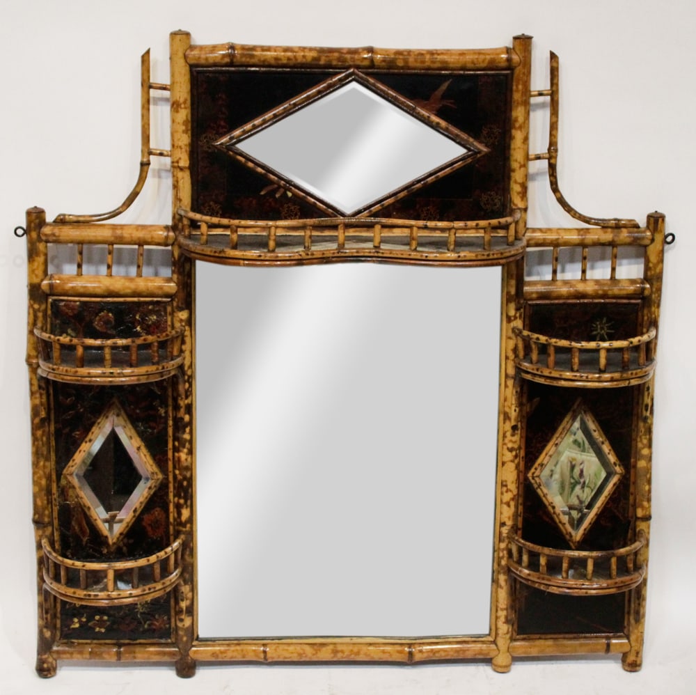 19thC Bamboo Wall Shelf with Lacquered Tops (1 of 7)