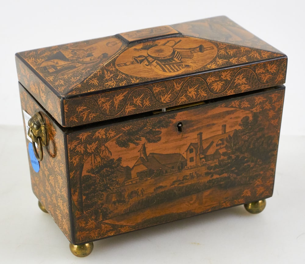 Early 19thC English Paint-decorated Tea Caddy (1 of 13)
