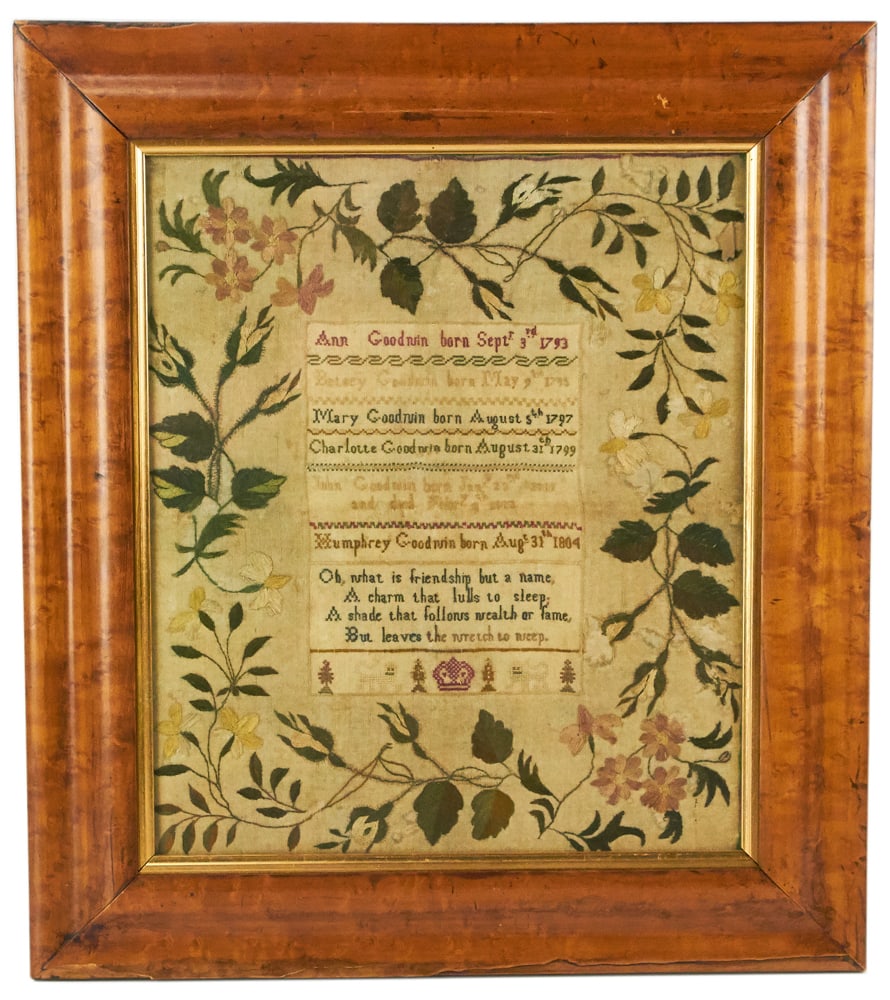Early 19thC English Goodwin Family Register Sampler (1 of 8)
