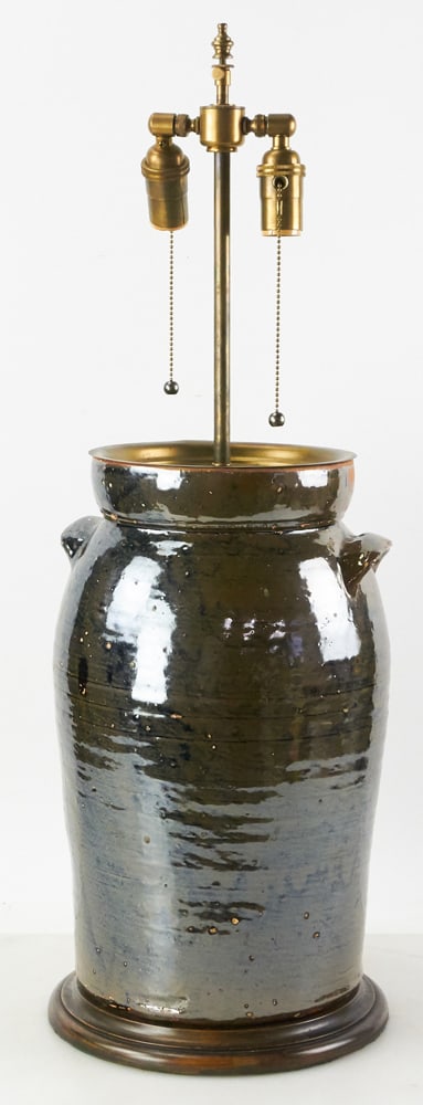 19thC Crock Converted to Lamp (1 of 9)