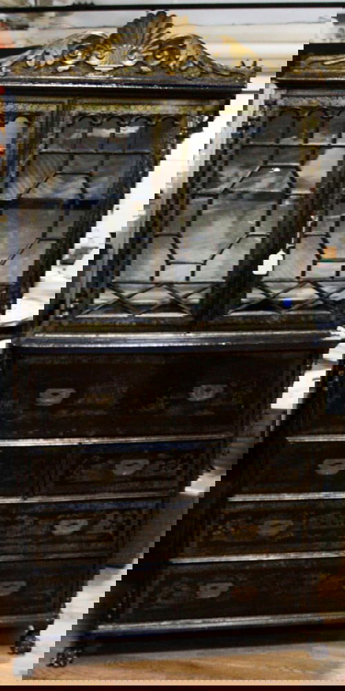 Early 19thC China Trade Chinoiserie 2-part Secretary (1 of 9)