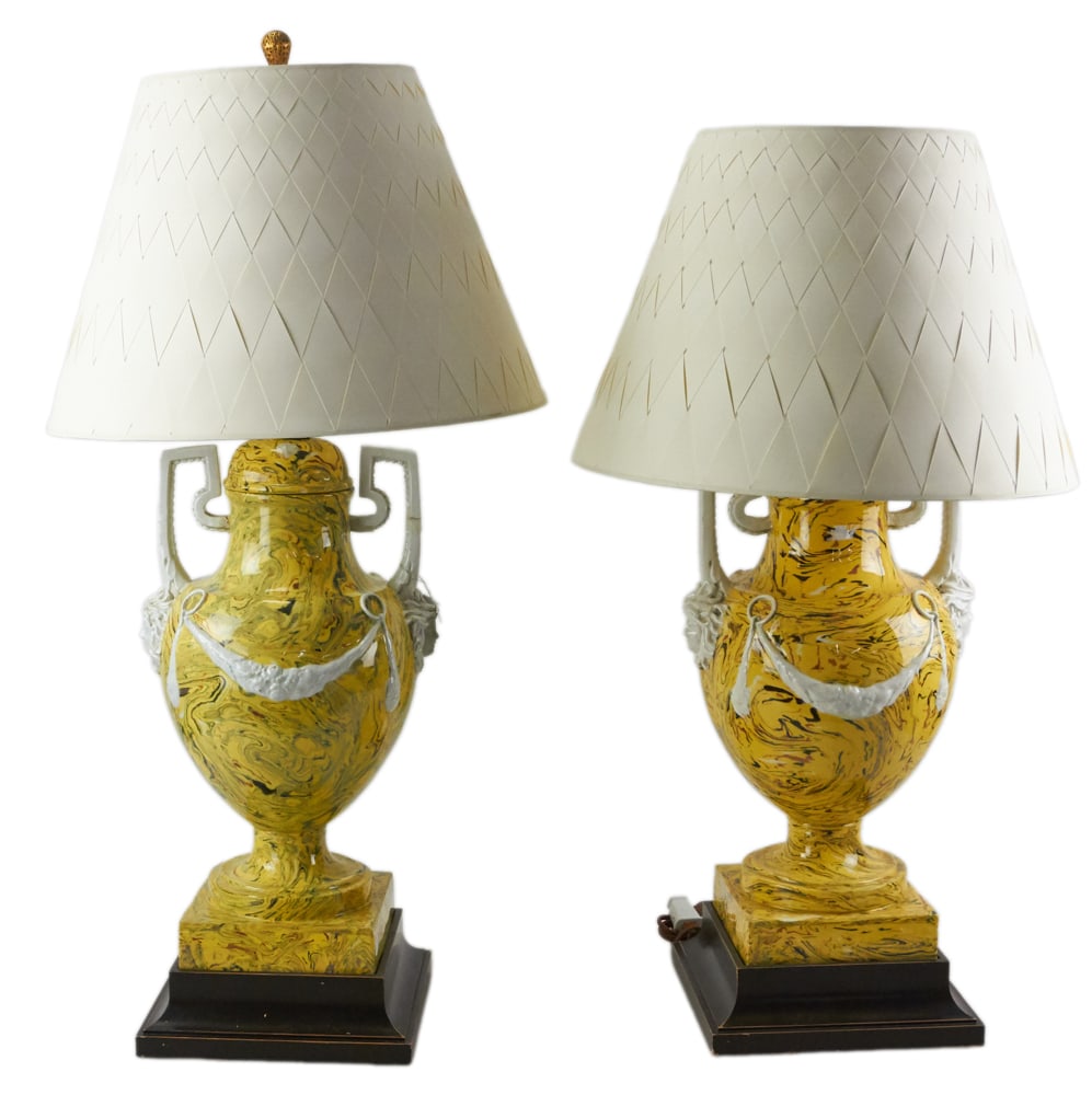 Pair of Meiselman Italian Agate Ware Urns (1 of 16)