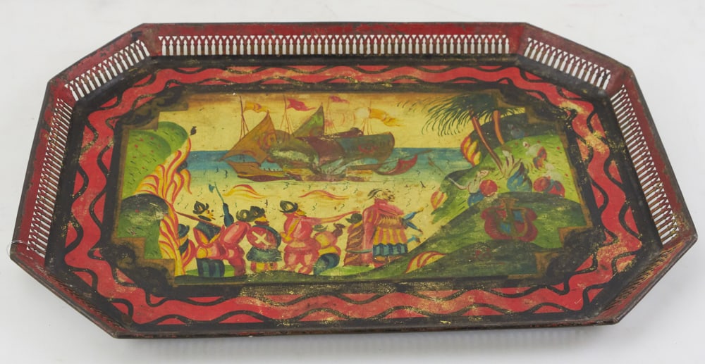 Peter Hunt Decorated Tole Tray: Peter Hunt decorated tole tray, 14" x 20". Provenance: The Susie Hilfiger Collection.