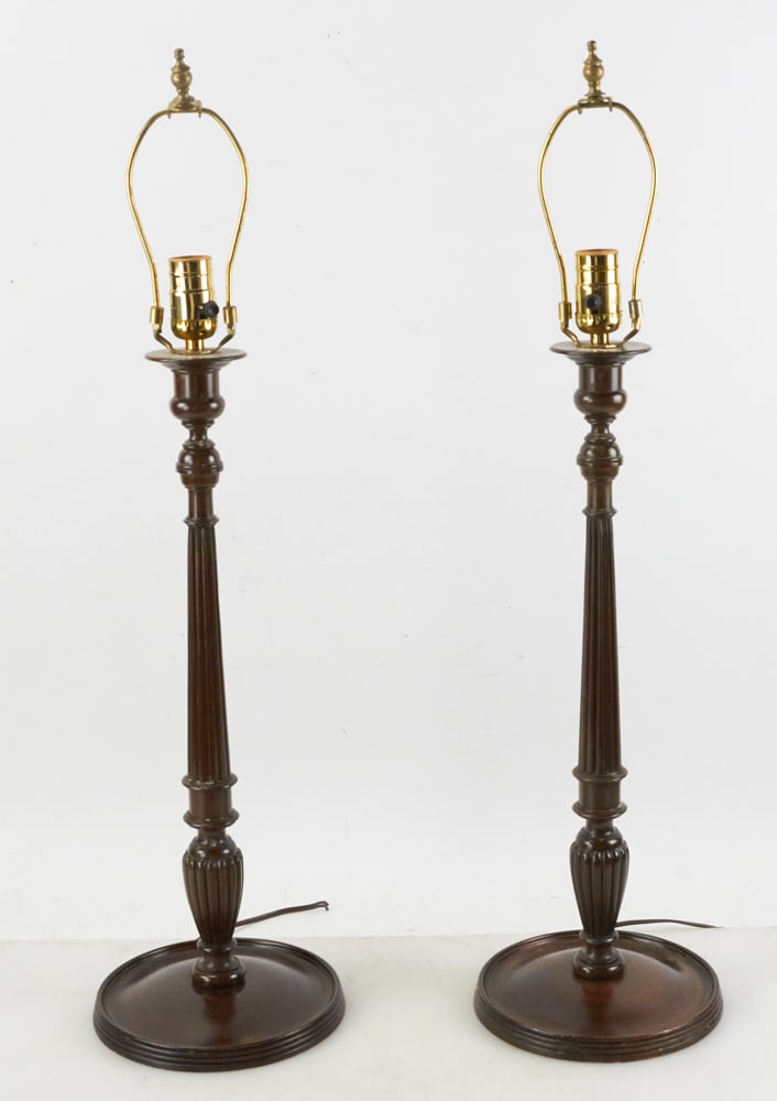 Pair of Regency-style Mahogany Lamps (1 of 8)