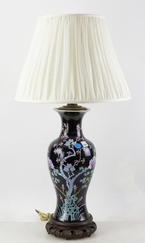 19thC Chinese Cherry Blossom Vase Lamp (1 of 13)