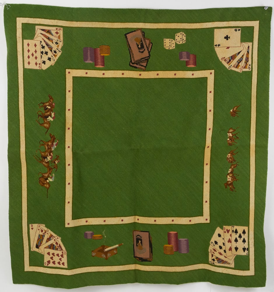 Vintage Game Table Needlepoint Cover (1 of 8)