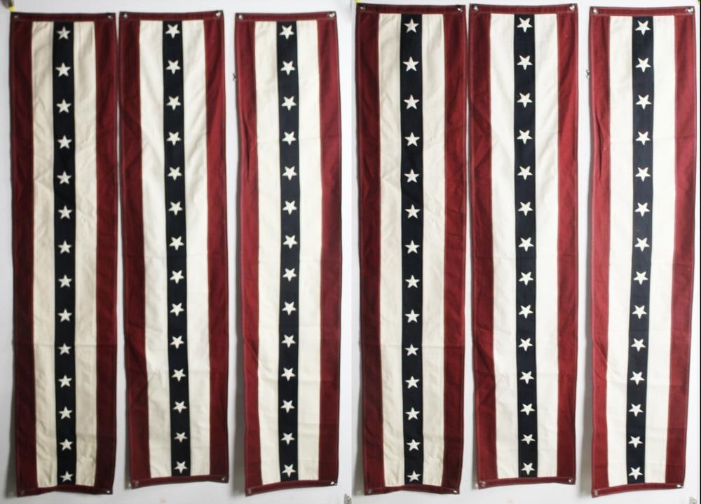 American Flag Banners: American flag banners, (6) total, 70" x 16". Provenance: The Susie Hilfiger Collection.