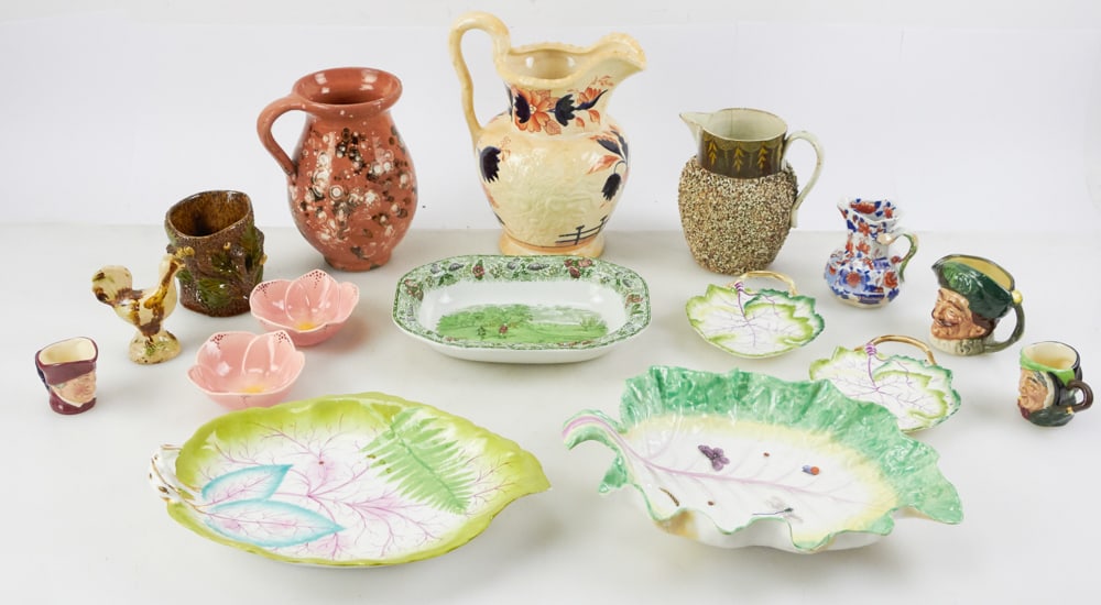 Pitcher, Creamer, English Redware Plates, etc.: Pitcher, creamer, English redware plates, etc. Provenance: The Susie Hilfiger Collection.