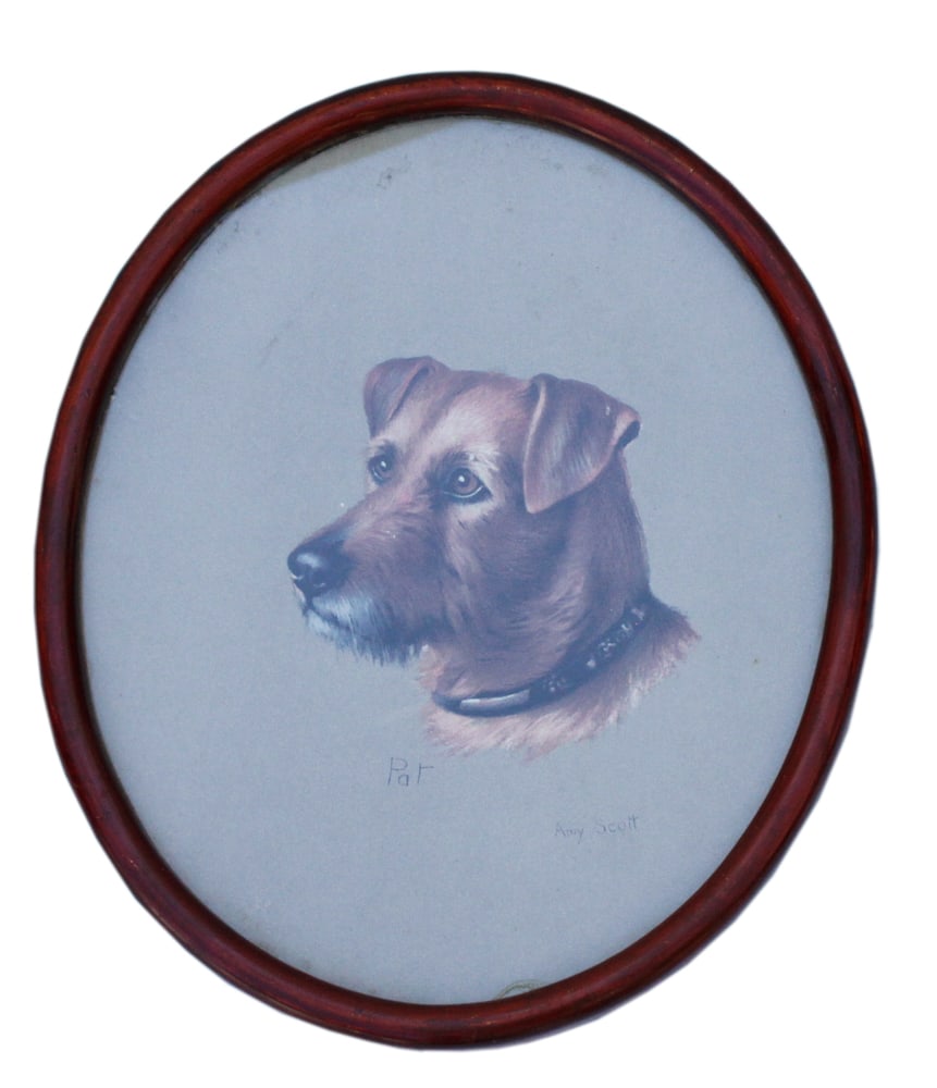 Portrait of Dog, Pastel: Portrait of dog, pastel, oval 12" x 10". Provenance: The Susie Hilfiger Collection.