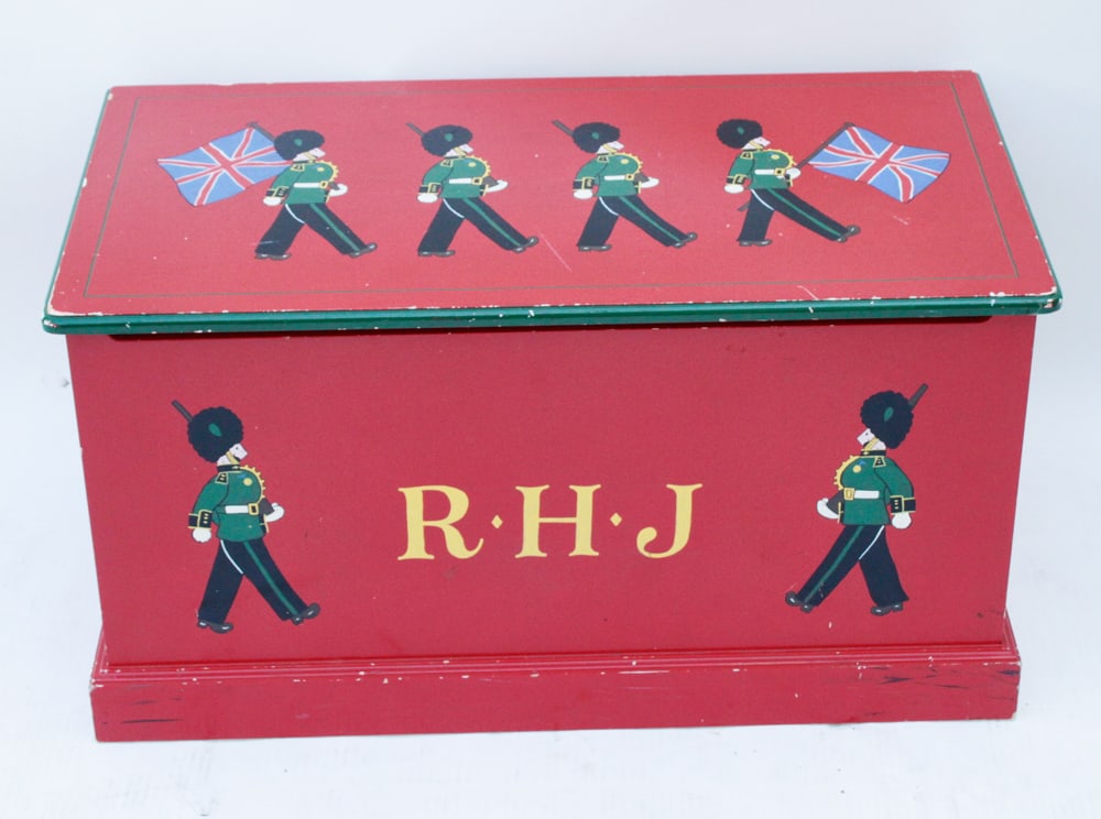 Painted Red Toy Box with Soldier (1 of 9)