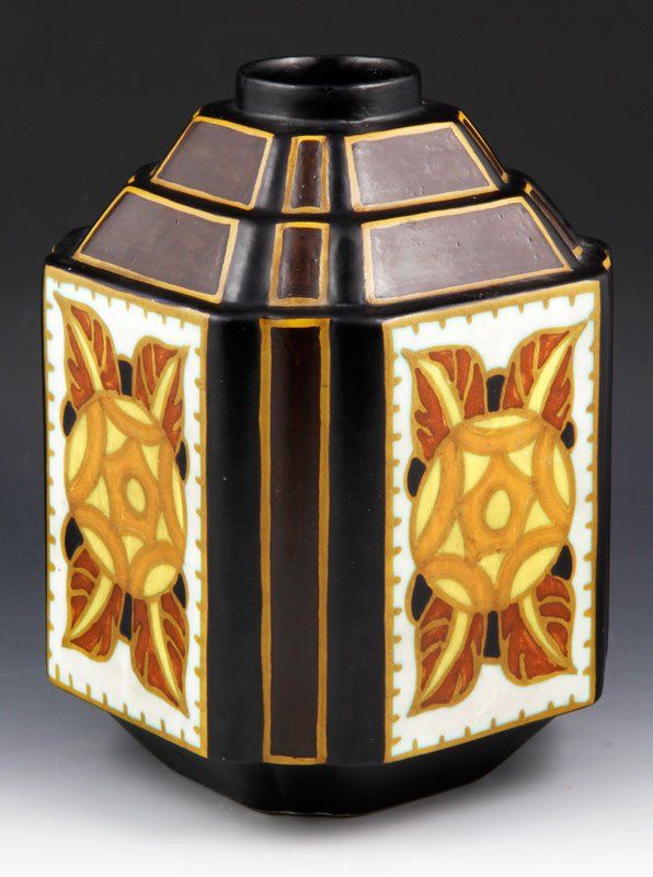 Boch Freres Keramis Vase: Boch Freres Keramis vase, stamped, signed Chas Catteau, 10" h.