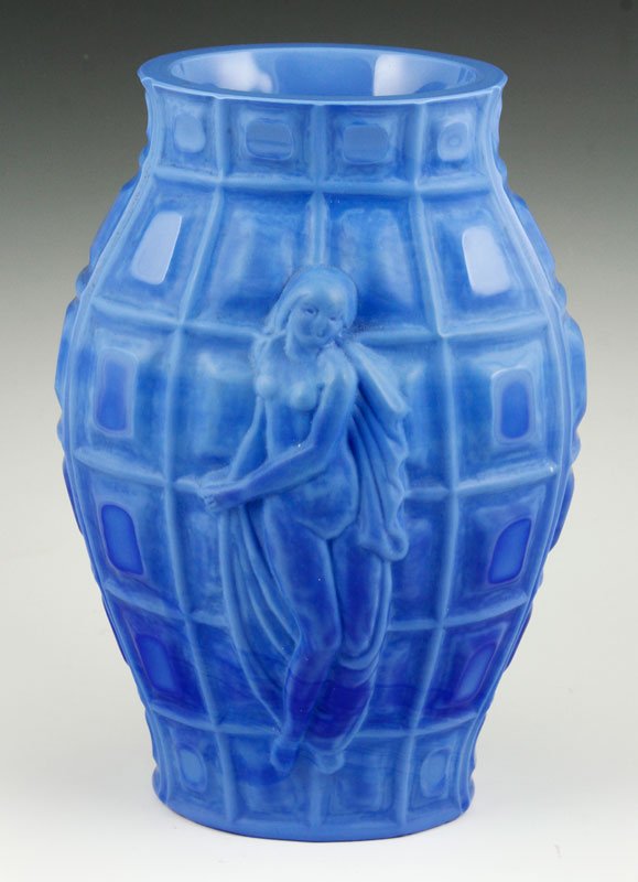 Curt Schlevogt Ingrid Art Glass Vase: Curt Schlevogt, Ingrid Series art glass vase, blue, 19 1/2" h.