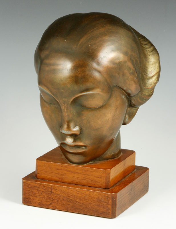 Frankart, Bust of a Woman: Frankart, bust of a woman, Art Deco, sculpture 6 1/4"h, on base 8 1/4"h. Provenance: from a Newton, Massachusetts collection.