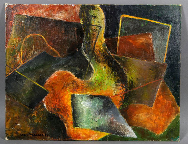 In the Manner of Krasner, O/CB: In the manner of Lee Krasner, abstract, oil on canvas board, 18" x 14".