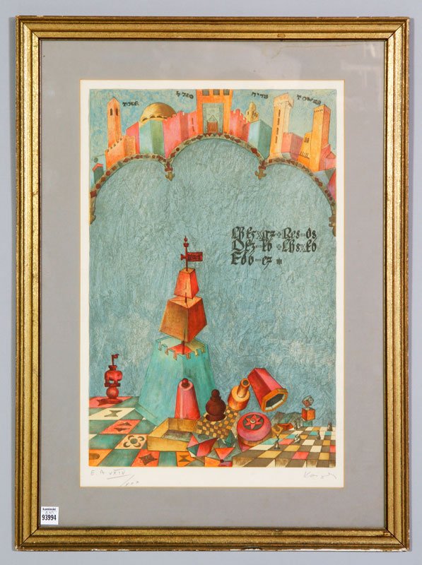 Print, "Game boards and Playing Pieces": "Game boards and Playing Pieces," print, editioned and signed in pencil in lower margin, E. A. XXIV/XXX, circa 1960s or 70s, 23" h x 15" w (view), 30 3/8" h x 22 1/2" w (frame).