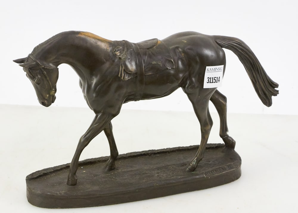 Bronzed Horse Statue: Bronzed horse statue, 8" x 13". Provenance: The Susie Hilfiger Collection.
