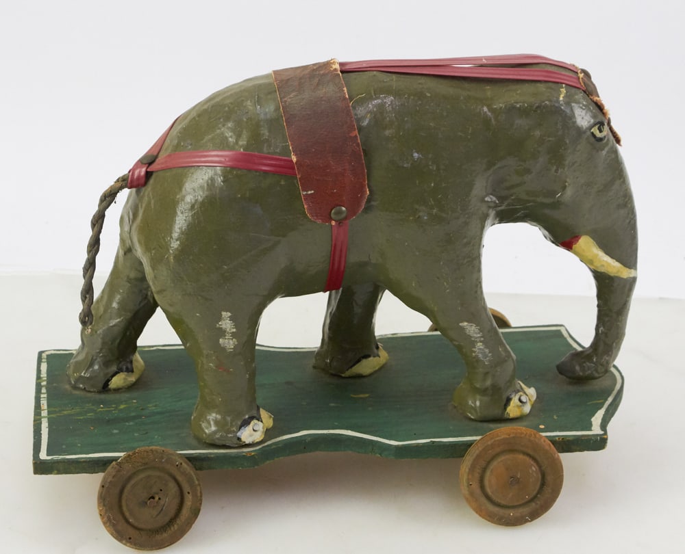 Antique Elephant Pull Toy, Paint-Decorated (1 of 9)