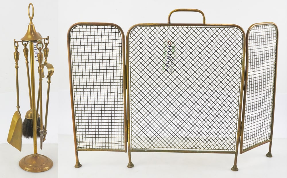 Antique Brass Fireplace and Tools (1 of 14)