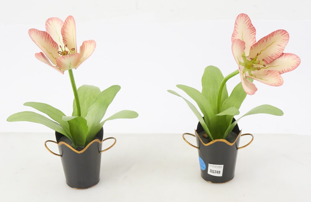 Pair of Painted Tin Tulips (1 of 13)