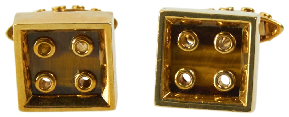 Pair of 18k Yellow Gold and Tiger Eye Cufflinks (1 of 5)