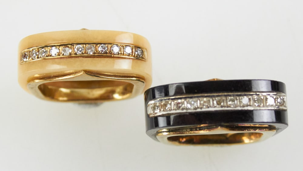 Two 14k Yellow Gold, Diamond and Onyx Rings (1 of 11)