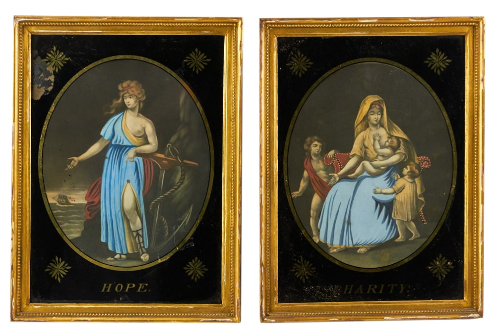 Early American Colored Print, Hope and Charity (1 of 12)