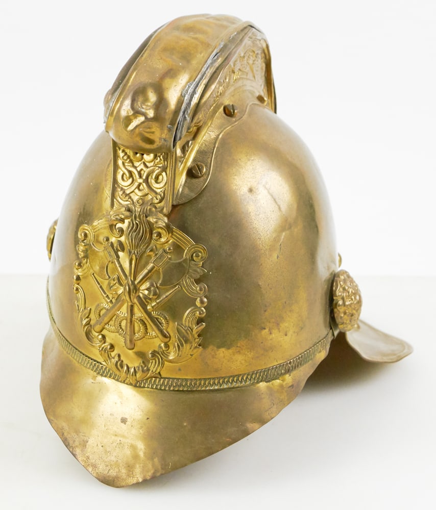 Victorian Merryweather Brass Fireman's Helmet with Dragon (1 of 13)