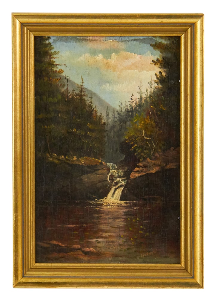 19thC, White Mountains River View, Oil on Board (1 of 7)