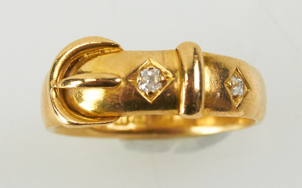 18k Yellow Gold and Diamond Buckle Ring (1 of 9)
