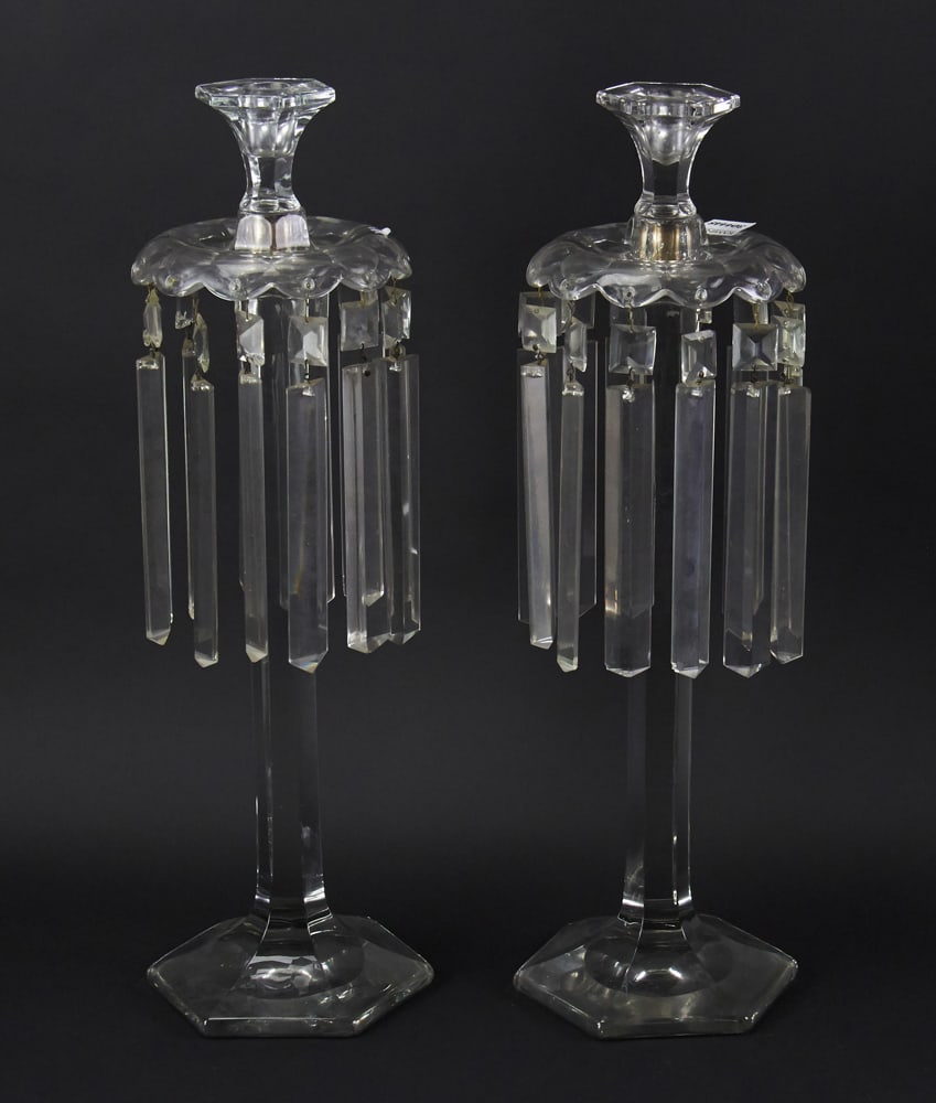 Pair of Crystal Candlestick Lamps (1 of 8)
