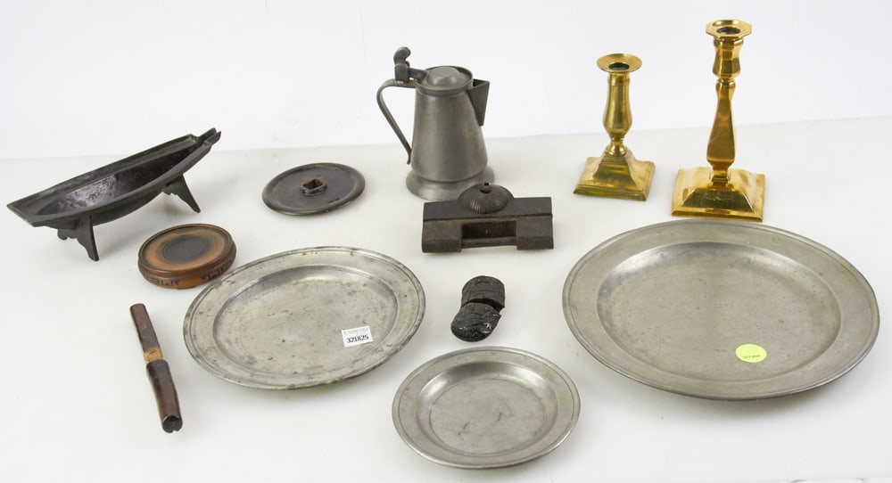 Antique Pewter, Brass Candlesticks, Japanese Lot (1 of 18)