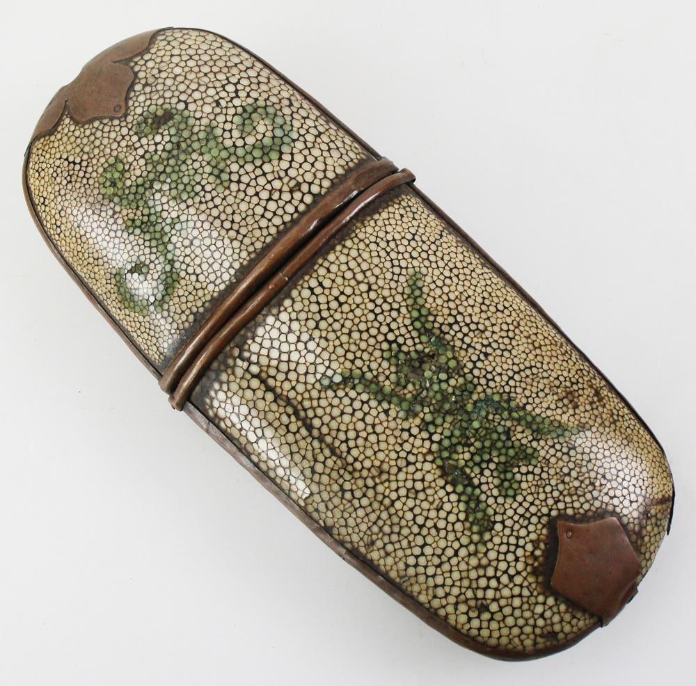 Shagreene Glasses Case: Shagreene glasses case, 18" L x 3" W. Provenance: Balboa Island, California collection.