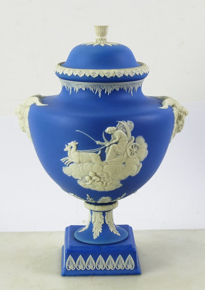 19thC English Blue Jasper Dip Vase, William Adams: 19th century English blue jasper dip vase, marked on pedestal "Adams" (William Adams). Provenance: Boston, Massachusetts collection.