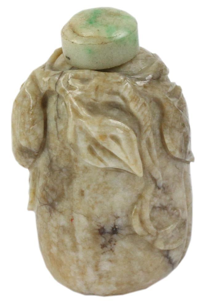 Old Chinese Carved Stone Snuff Bottle, Eggplant Design (1 of 6)