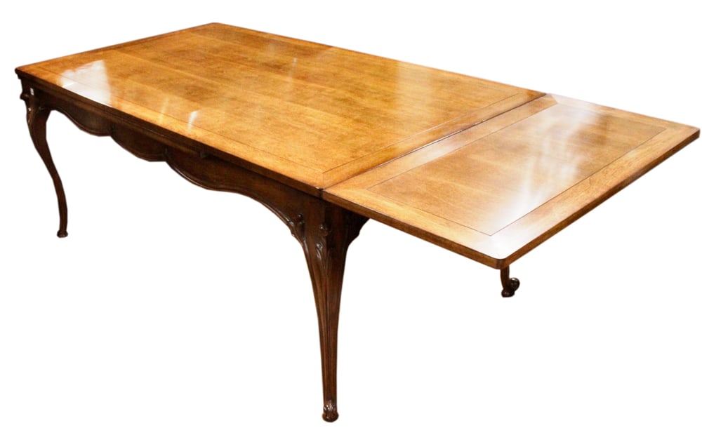 French-style Mahogany Dining Table, Lewis Mittman: French-style mahogany dining table, Lewis Mittman, 31" H x 112" L x 42" W. Provenance: Wellesley, Massachusetts collection.