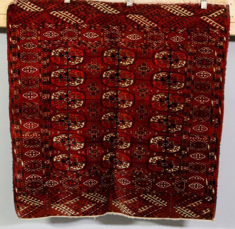 Fine Antique Bokhara Rug: Fine antique Bokhara Persian rug, 4' 1" x 4' 1". Provenance: This collection of rugs is from a Nantucket Estate.