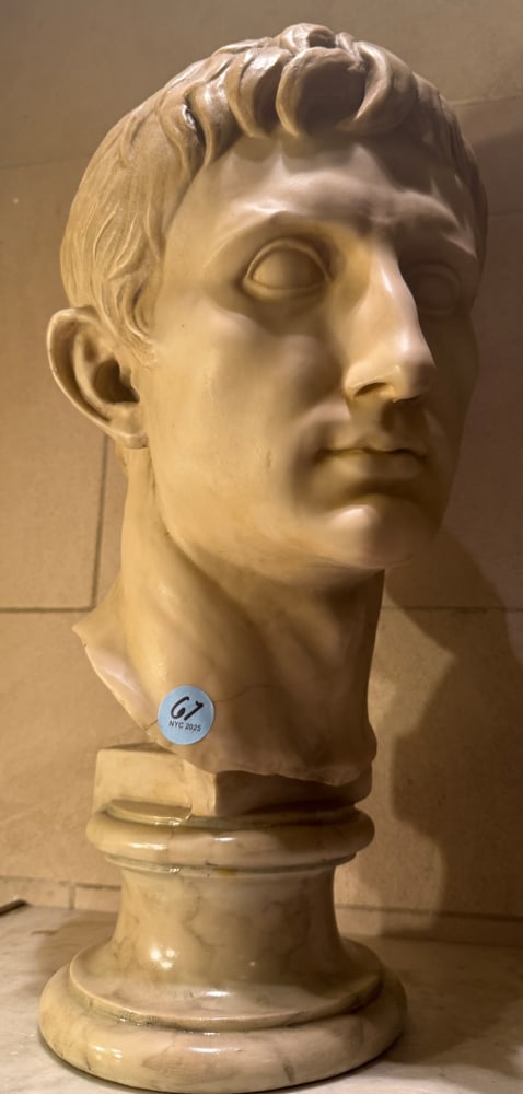 MARBLE/CAST BUST OF JULIUS CAESAR ON SOCLE BASE (1 of 5)