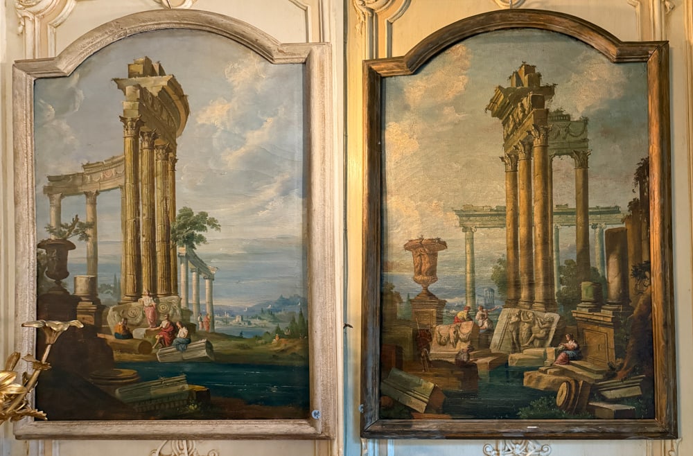 PAIR OF 19THC OIL ON CANVAS PAINTINGS OF CLASSICAL RUINS (1 of 5)