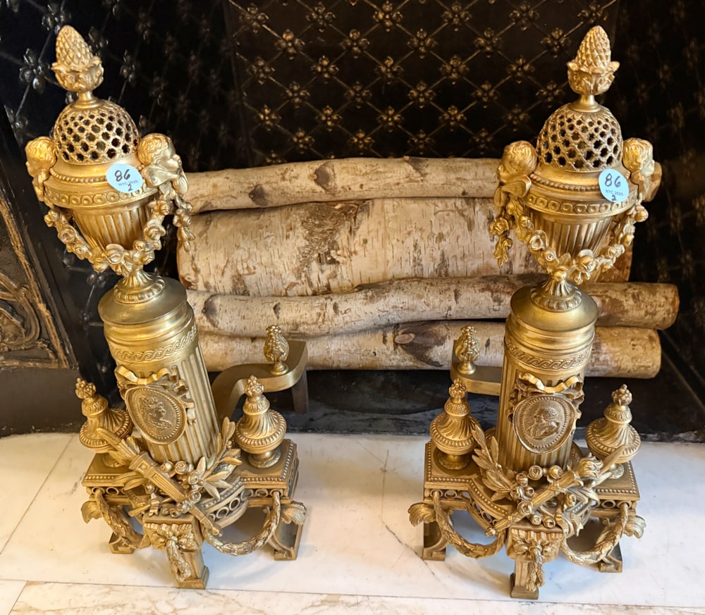PAIR OF LOUIS XVI STYLE ORMOLU CHENETS (1 of 3)