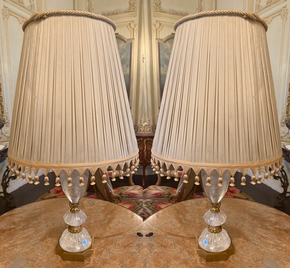 PAIR OF ORMOLU-MOUNTED ROCK CRYSTAL LAMPS (1 of 5)