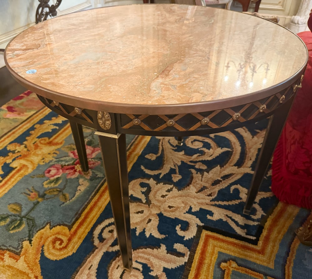 ROUND EMPIRE TABLE WITH ROSE MARBLE TOP (1 of 5)
