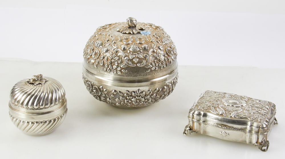 LOT OF 3 REPOUSSEE METAL BOXES (1 of 13)