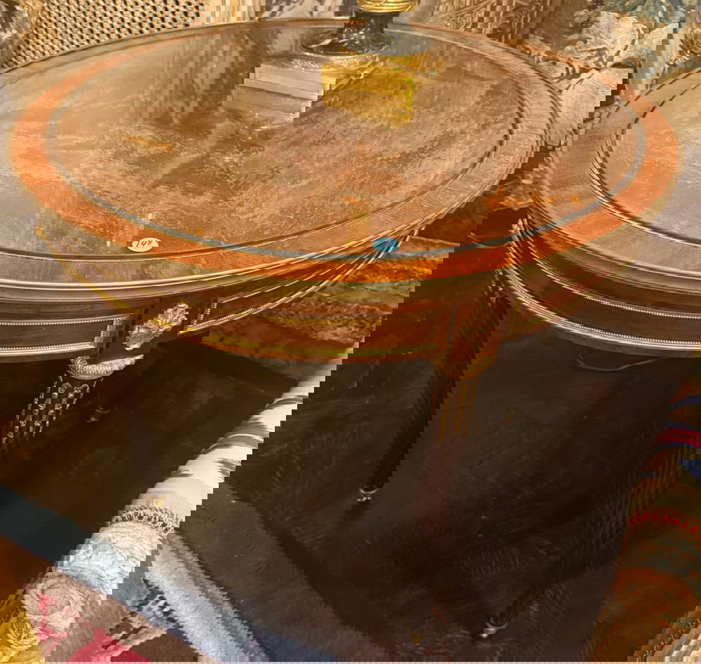 LOUIS XVI STYLE MAHOGANY CIRCULAR BOUILLOTTE TABLE (1 of 3)