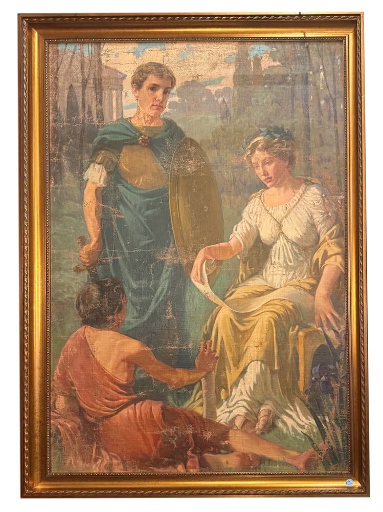 OIL ON CANVAS, INITIALED C.J., CLASSICAL SCENE (1 of 4)