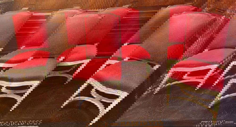 SET OF SIX LOUIS XVI STYLE PAINTED AND DECORATED SIDE CHAIRS (1 of 3)