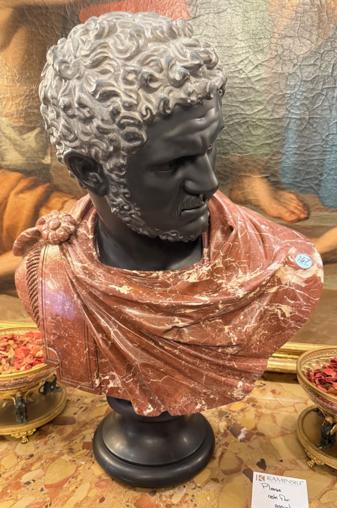 BLACK AND VARIEGATED RED MARBLE BUST OF A MOOR (1 of 3)